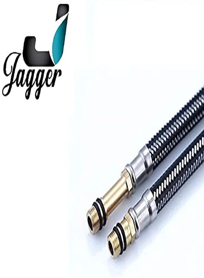 JAGGER أنبوب توصيل من الفولاذ المقاوم للصدأ الثقيل من جاغر لخلاط حوض الغسيل، أنبوب توصيل لخرطوم حوض الغسيل (فضي، 24 بوصة) - عبوة من (2) - Image 5